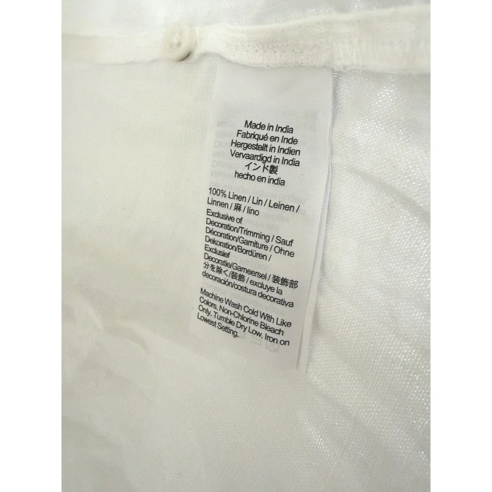 J CREW smocked linen puff sleeve top size small white